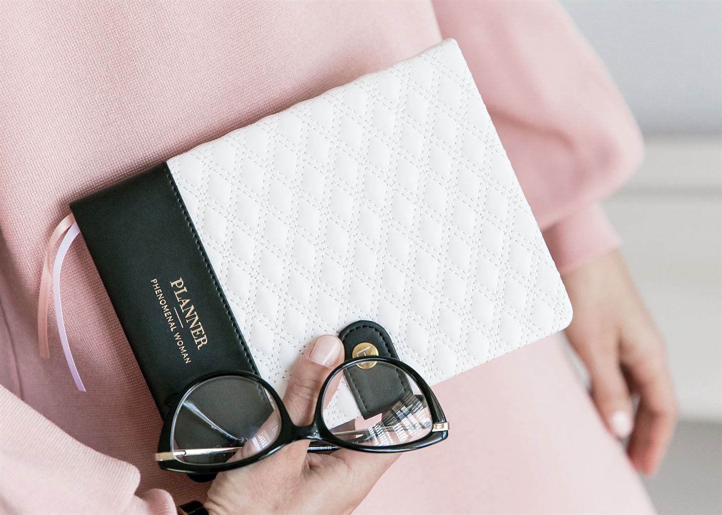 Phenomenal Woman Planner - Diamond-Quilted - Black & White - Luxe Edition