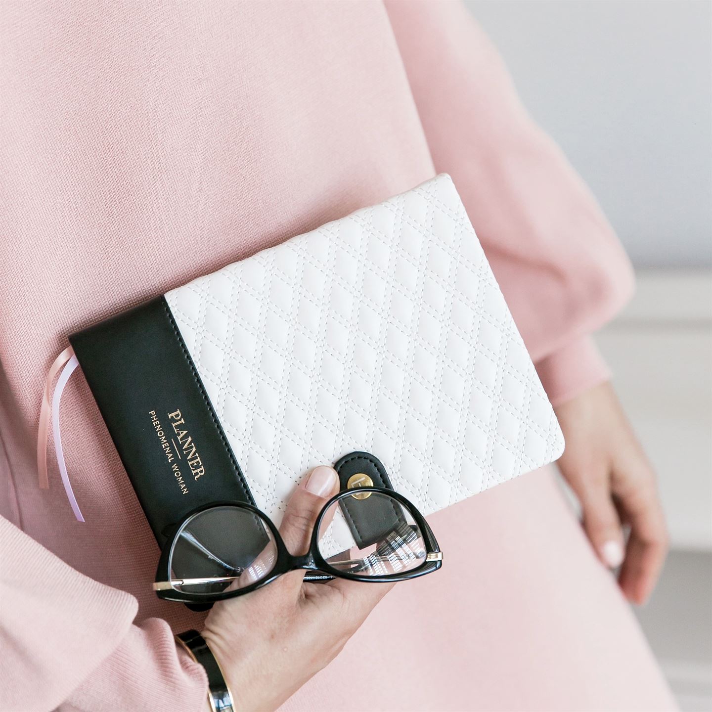 Phenomenal Woman Planner - Diamond-Quilted - Black & White - Luxe Edition