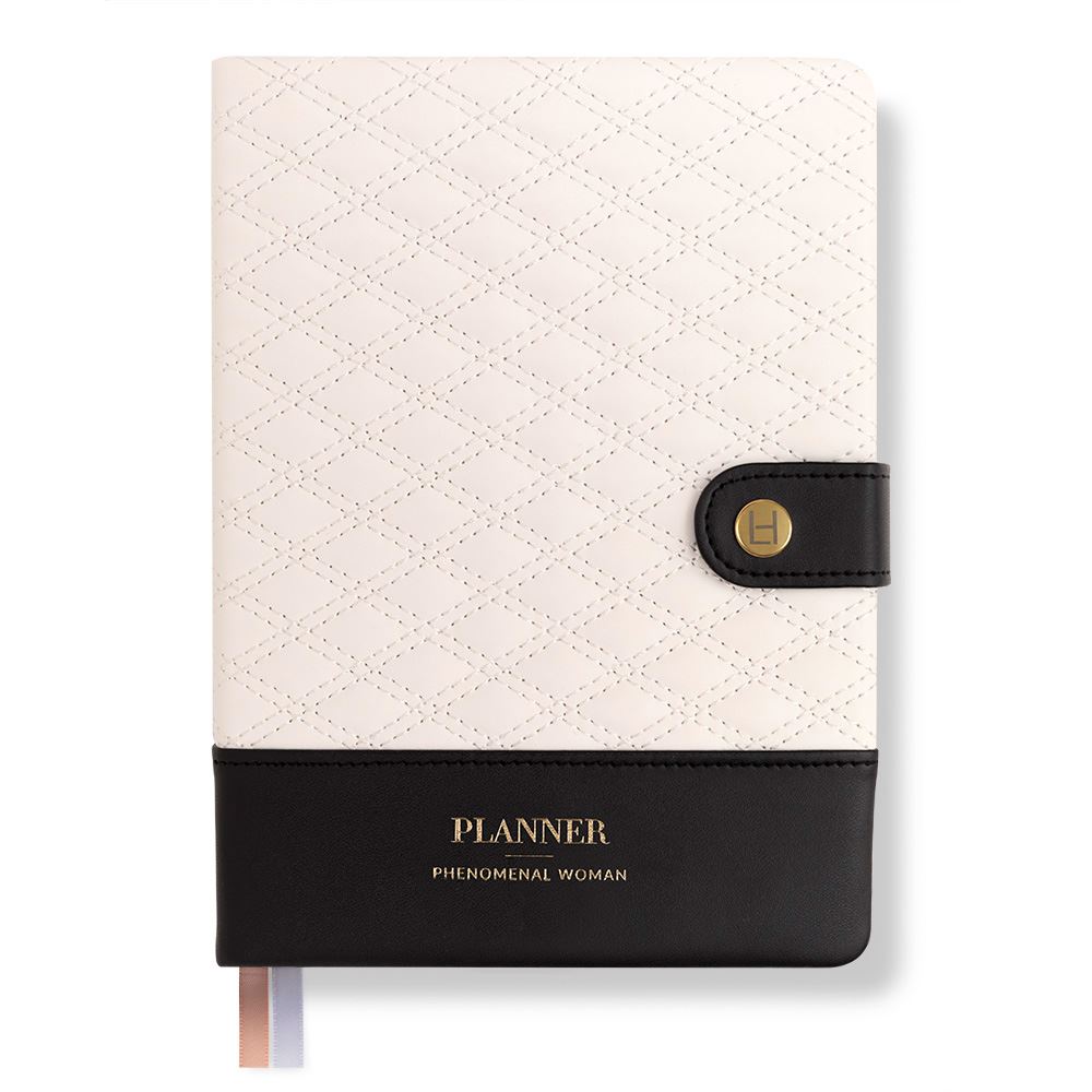 Phenomenal Woman Planner - Diamond-Quilted - Black & White - Luxe Edition