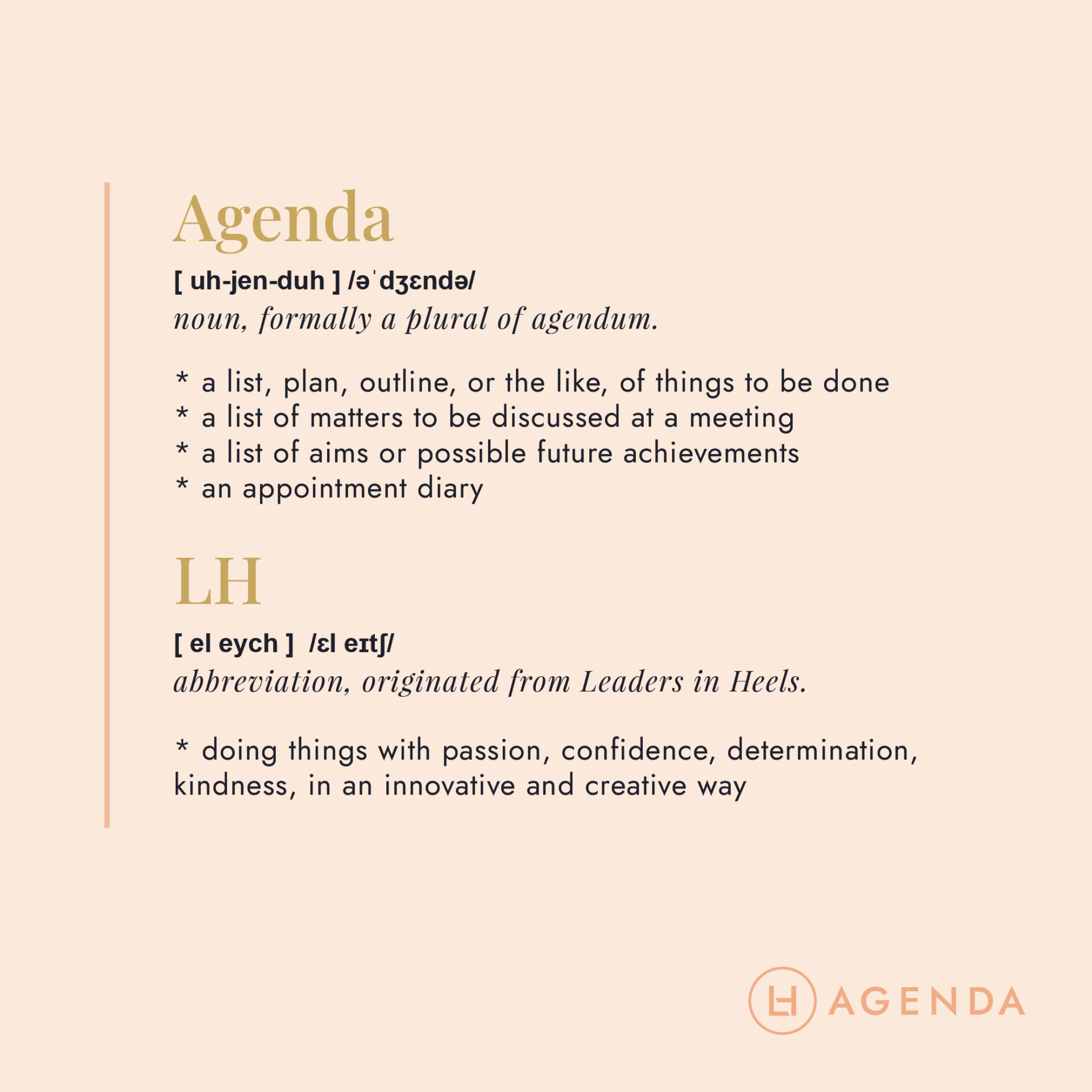 LH Agenda Meaning