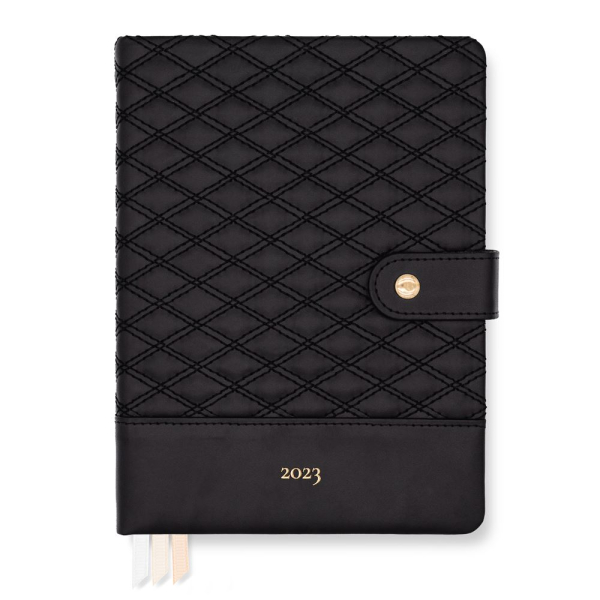 LH Planner - 2023 Weekly - Black Diamond-Quilted - Medium Horizontal DS