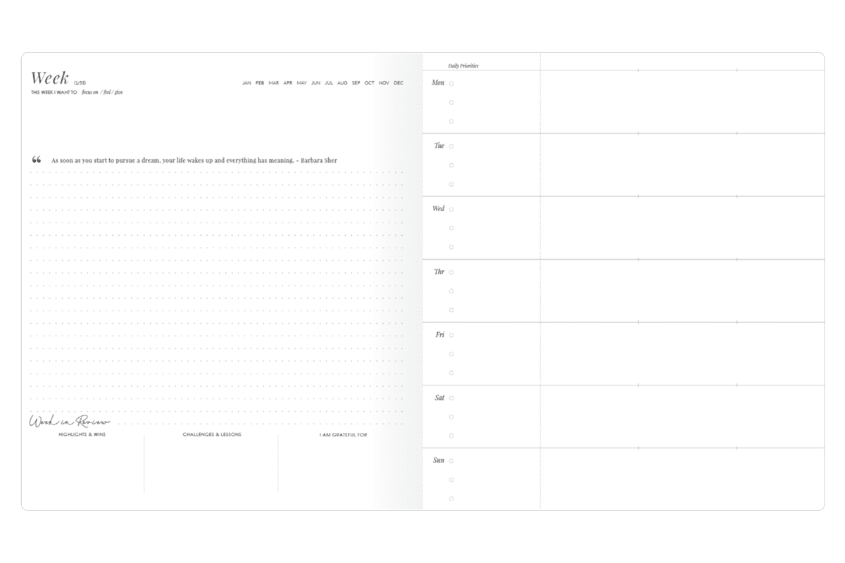 LH Planner Layout - large weekly horizontal