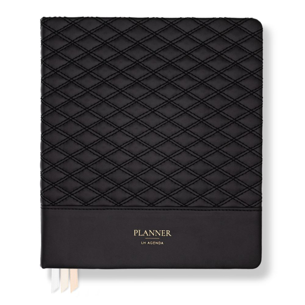 LH Planner - Weekly Large - Black Diamond-Quilted - Horizontal Undated 12-month DS