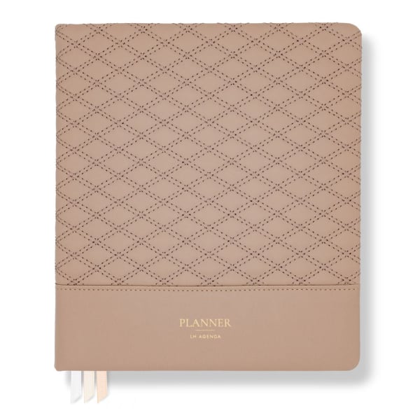 LH Planner - Weekly Large - Mocha Diamond-Quilted - Horizontal Undated 12-month DS