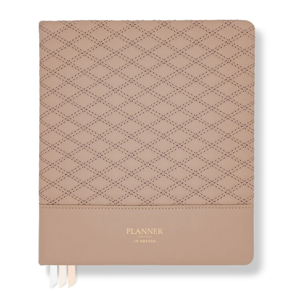 LH Planner - Weekly Large - Mocha Diamond-Quilted - Horizontal Undated 12-month DS