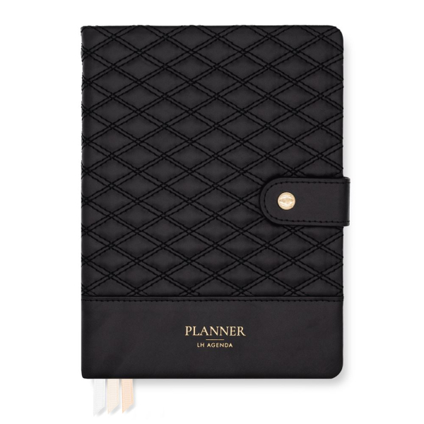 LH Planner - Weekly Medium - Black Diamond-Quilted - Horizontal Undated 12-month DS