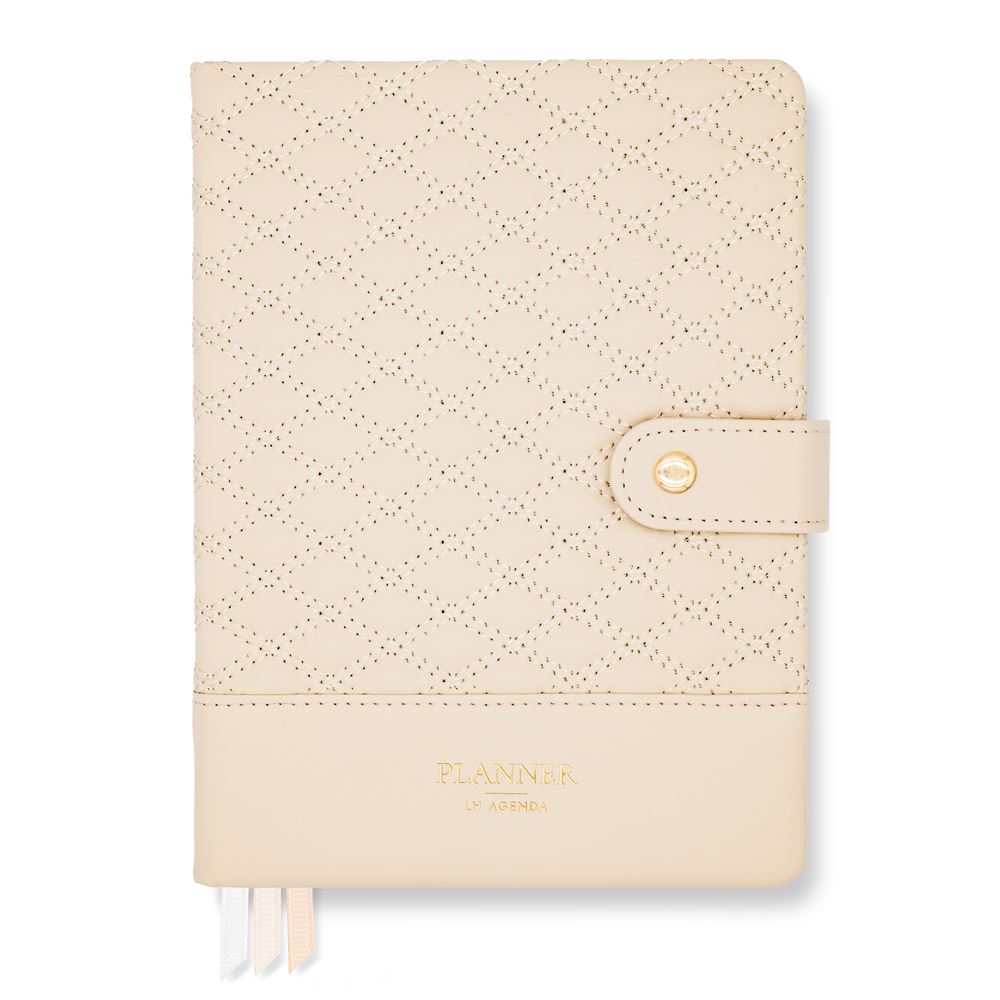 LH Planner - Weekly Medium - Ivory Diamond-Quilted - Horizontal Undated 12-month DS LH Planner - Weekly Medium - Ivory Diamond-Quilted - Horizontal Undated 12-month DS