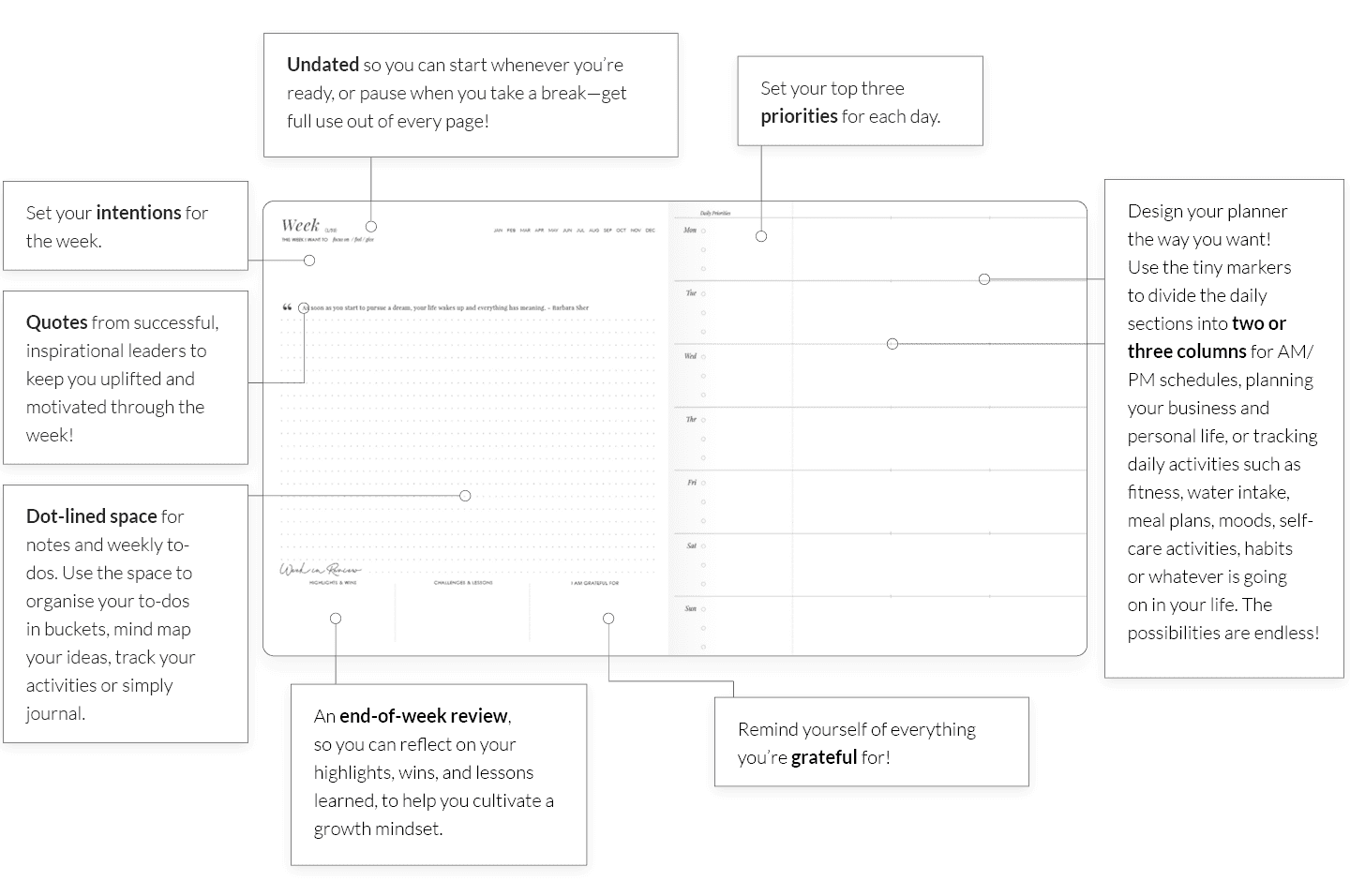 How to use LH planner weekly large undated