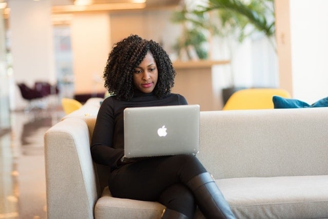 woman on computer